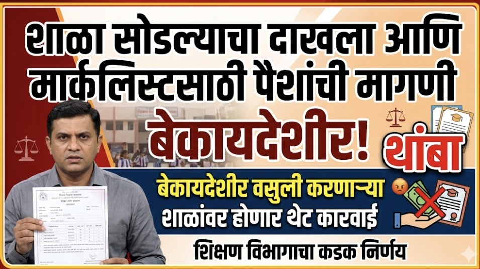 शाळा सोडल्याचा दाखला आणि मार्कलिस्टसाठी पैशांची मागणी बेकायदेशीर!